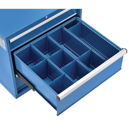 Global Industrial Divider Kit for 10H Drawer of Modular Drawer Cabinet, 3 Long & 6 Short , Blue 493344